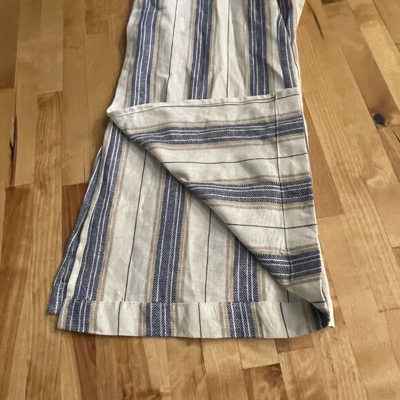 Indigo Rein Pants Linen Blend Striped Belted Waist Cropped Sz Medium NWT - Picture 11 of 12